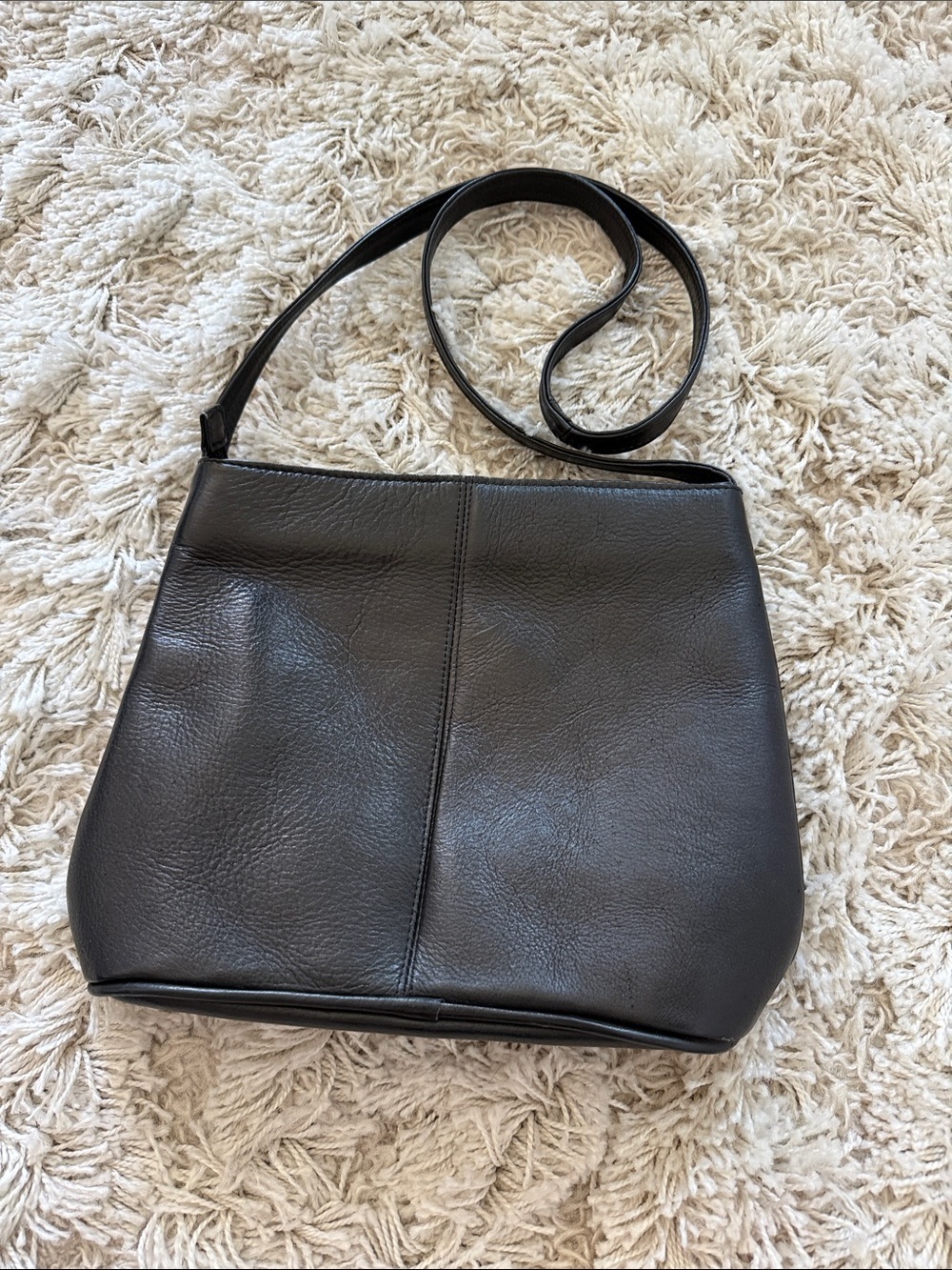 Classic Black Genuine Leather Crossbody Bag
